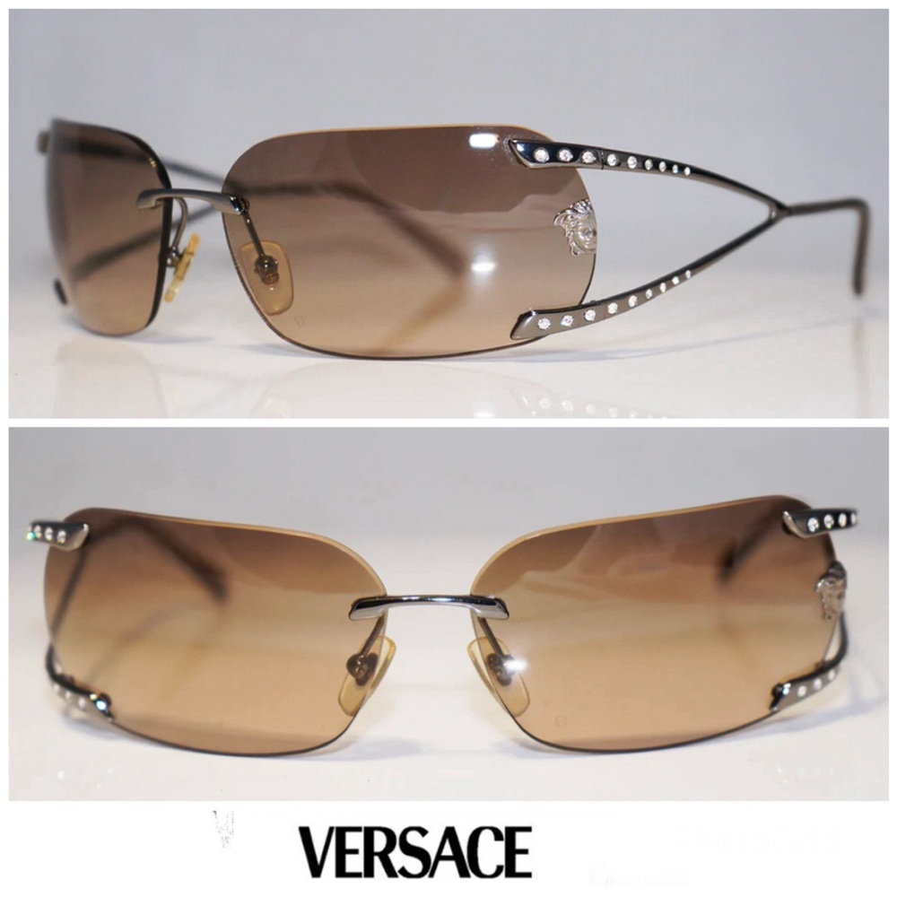 VERSACE MOD N86 1001/13 15931 Diamante Brown Curved Lenses Unisex Sunglasses